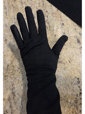 Vintage Womens Size L/XL Black Cotton Formal Long Gloves